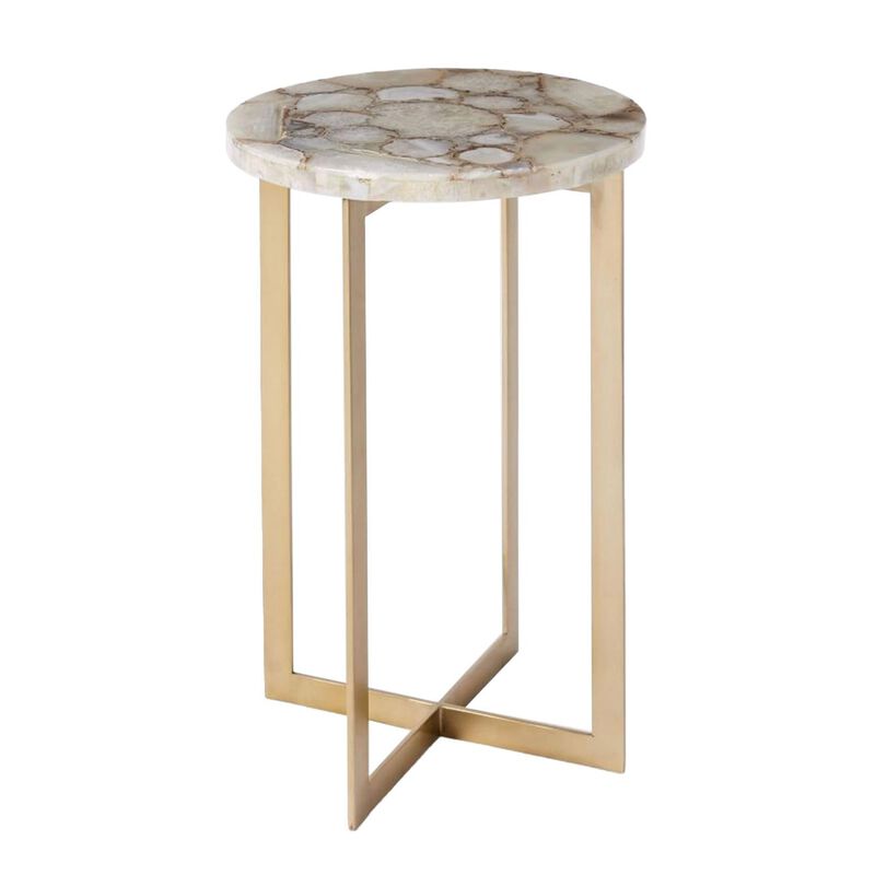 West Elm Agate Stone Top Side Table Antique Brass image number 0